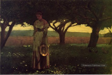  pittore Peintre - Fille dans le verger réalisme peintre Winslow Homer